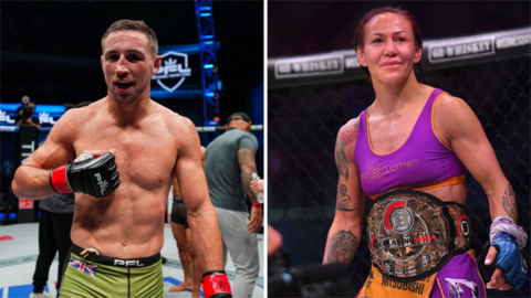 A split picture of fighters Brendan Loughnane and Cris Cyborg