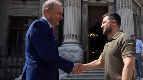 Ukrainian President Volodymyr Zelensky with Taoiseach Micheál Martin