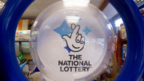 Lottery sign in a shop