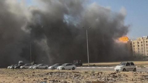 Heavy smoke billows after Israeli missile strike hits buildings in Khan Younis