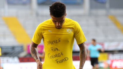 Jadon Sancho unveils a 'Justice for George Floyd' T-shirt