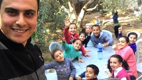 A selfie of the Al Naouq children and their uncle Ahmed
