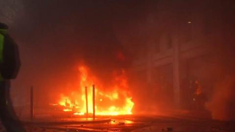 Burning building in Paris