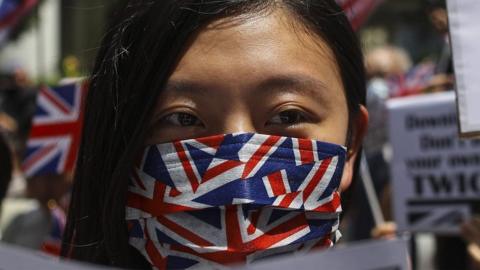 protester at UK consulate