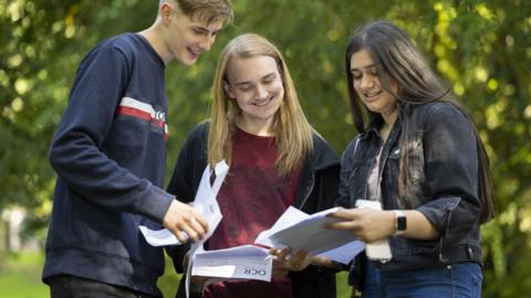 Students at Ffynone House school in Swansea get their GCSE results in August 2020