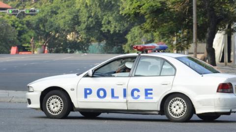 A Sri Lankan Police Vehicle seen in near Colombo, Sri Lanka, on 21 March 2020