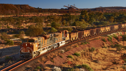 A BHP train at Newman mine in Western Australia