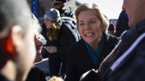 Elizabeth Warren meeting supporters after her speech in Lawrence, Massachusetts