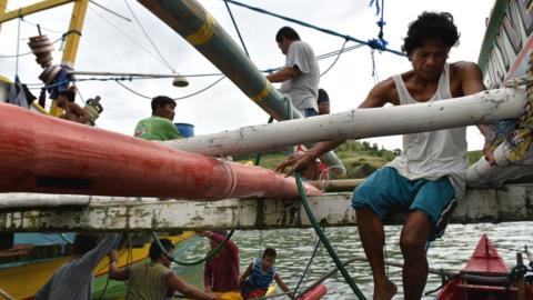 Filipino fishermen prepare and resupply for another fishing trip to the Spratlys, on July 10, 2016 in Mariveles, Bataan, Philippines