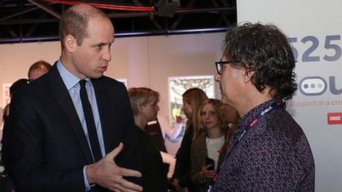 The Prince and Princess and Wales speaking to Ian Russell