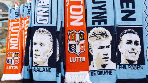 Man City and Luton scarves