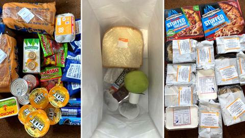 A variety of student food parcels
