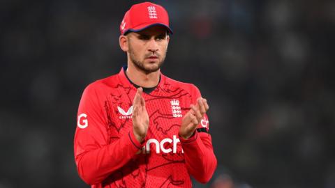 England batter Alex Hales applauds during the first T20 against Pakistan