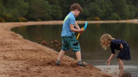 Young children at Loch Morlich