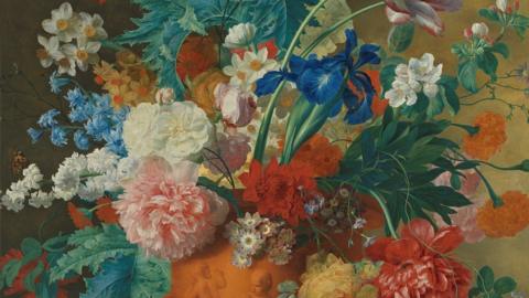 Flowers In A Terracotta Vase by Jan van Huysum