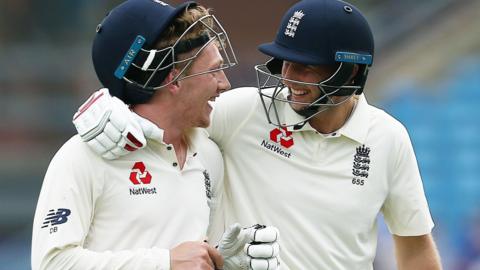 Joe Root & Dom Bess at the close of play