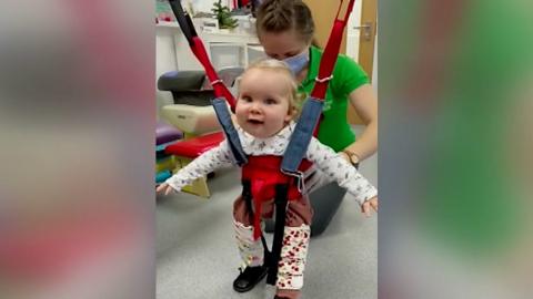 Edward, aged one, has taken his first steps after receiving the world's most expensive drug.