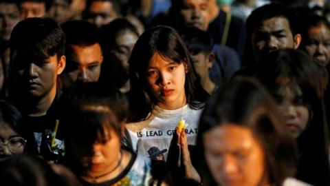 A vigil is held in Nakhon Ratchasima for the victims