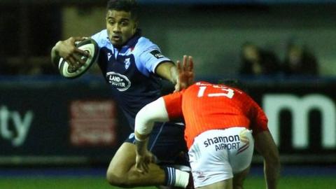 Cradiff Blues' Rey Lee-Lo in action against Munster