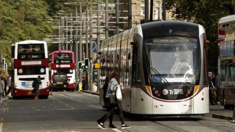 Trams in Princes Street