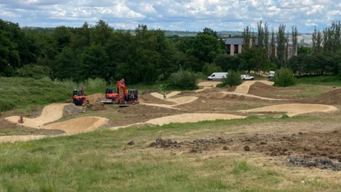 A mountain bike track in Delapre, Northampton