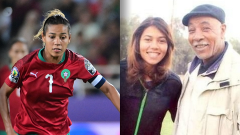 Morocco Women's World Cup football player Ghizlane Chebbak and her father, Larbi