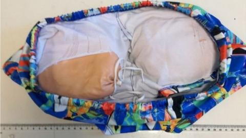 Picture shows the drug hidden in the suspect's underwear