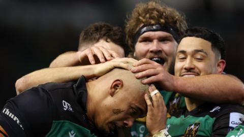 Northampton celebrate a try