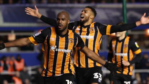 Oscar Estupinan celebrates his winner at St Andrew's