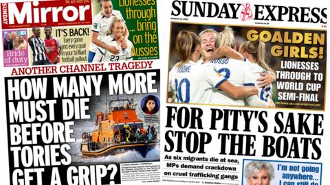 Front pages of Mirror and Sunday Express