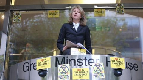 Extinction Rebellion co-founder Gail Bradbrook on the Department for Transport building