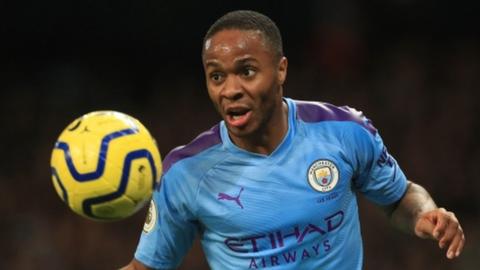 Raheem Sterling playing for Manchester City