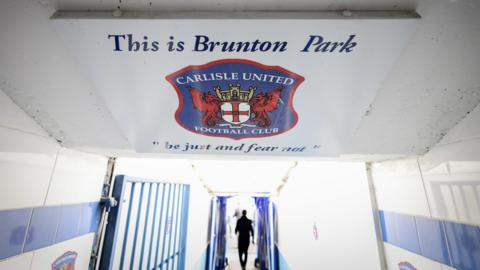 Carlisle United's tunnel at Brunton Park leading out to the pitch