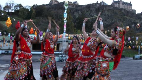 Dancers rehearse for Diwali