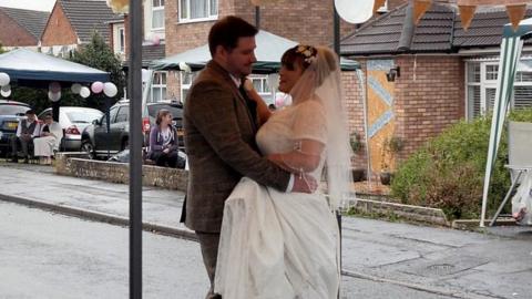 A gazebo in the road ensured rain didn't affect the first dance