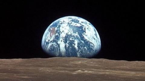 View of Moon and Earth from Apollo 11 spacecraft
