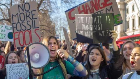 A group of children protest against climate change