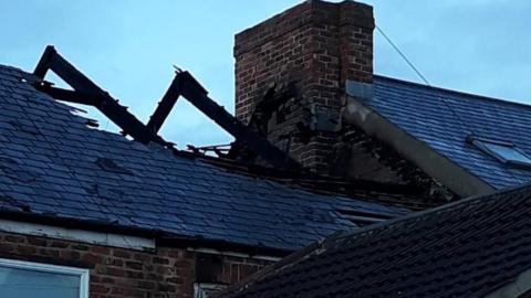 Burnt out roof