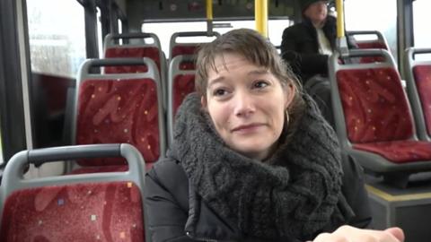 Woman on bus