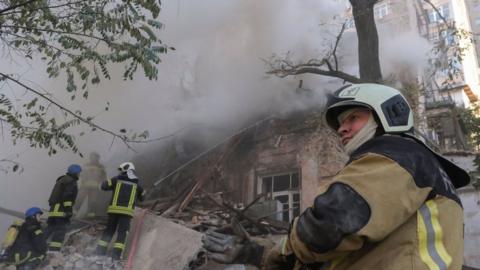 Firefighters in Kyiv, 17 October