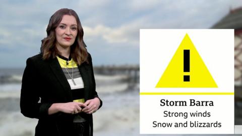 Storm Barra is expected to bring wind and snow to the North East and Cumbria on Tuesday morning.