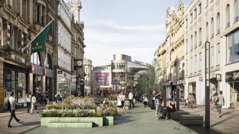 Artist impression of the pedestrianised street