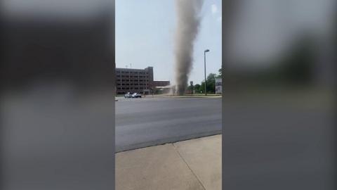 Dust devil on the street