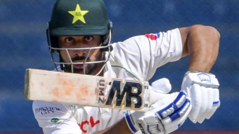 Abdullah Shafique playing a cover drive