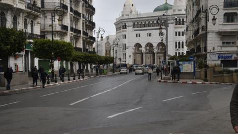 An empty street in the Algerian capital Algiers on 20 March 2020