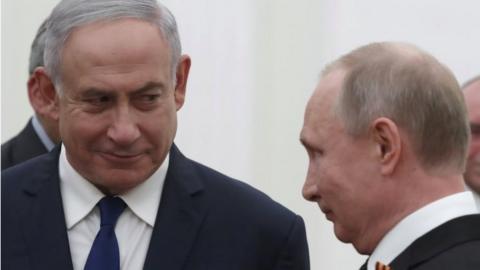 Israeli Prime Minister Benjamin Netanyahu (left) and Russian President Vladimir Putin in Moscow (09/05/18)