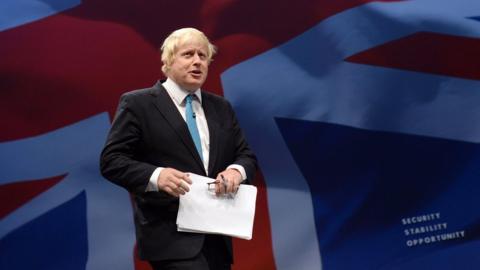 Boris Johnson in front of Union Jack