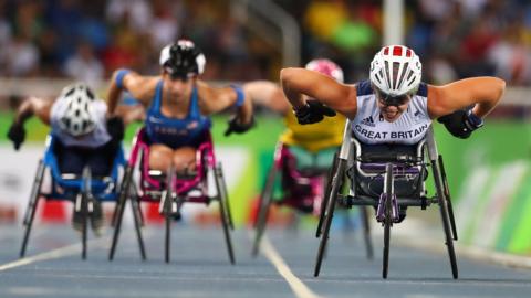 British wheelchair racer Hannah Cockroft leads the field in Rio