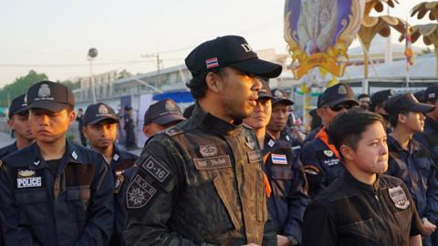 Thai security forces outside Wat Dhammakaya temple in Thailand, Thursday, Feb. 16, 2017.