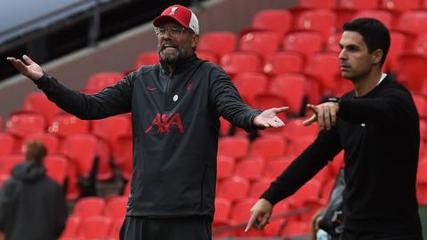 Liverpool manager Jurgen Klopp and Arsenal boss Mikel Arteta